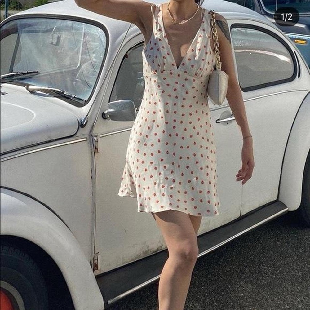 Zara Cream Strawberry Mini Sundress